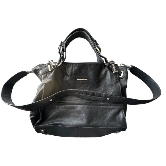Rachel Zoe Black Faux Leather Shoulder Bag Removable Strap Silver Hardware Ziip - Picture 6 of 11